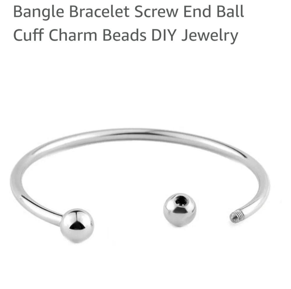 Silver Cuff Bracelet with Screw End Beads